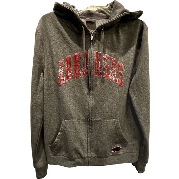 Arkansas Razorbacks Womens zip up Sparkly‎ Hoodie Size Large-See Description - Picture 1 of 14